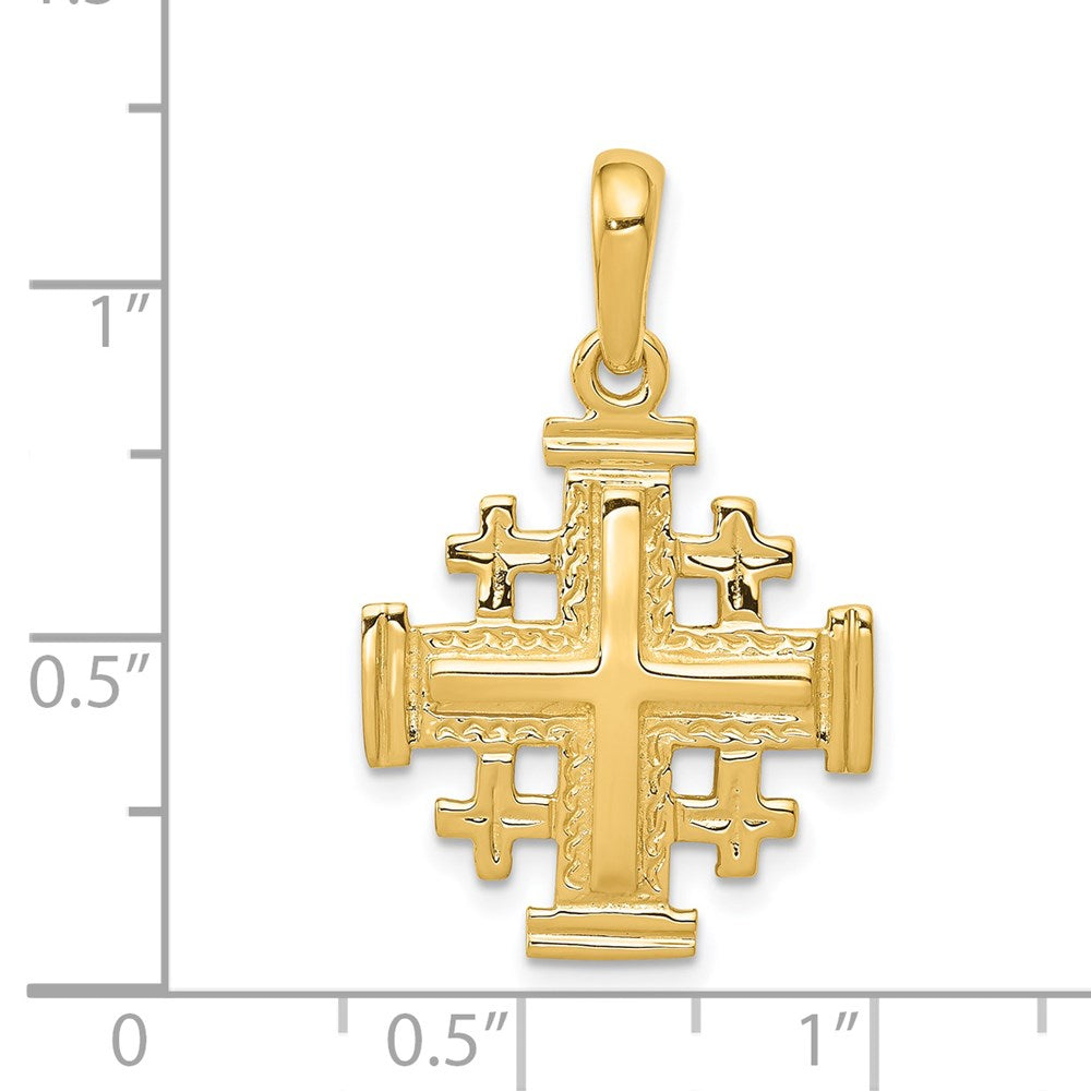 14K Gelbgold Jerusalem-Kreuz-Anhänger
