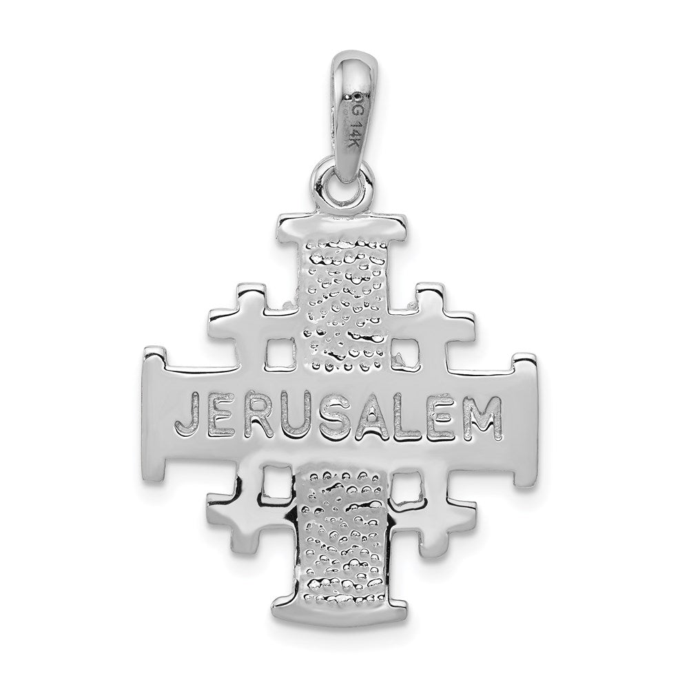 14K Weißgold Jerusalemkreuz-Anhänger