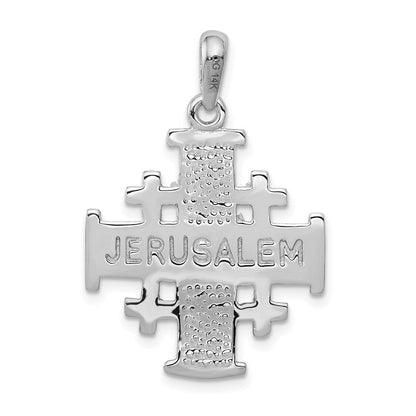 14K Weißgold Jerusalemkreuz-Anhänger
