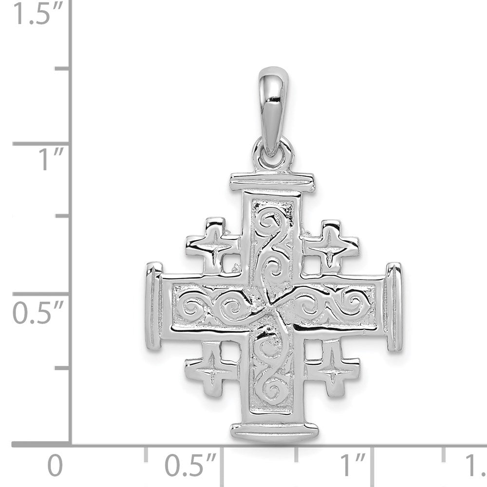 14K Weißgold Jerusalemkreuz-Anhänger