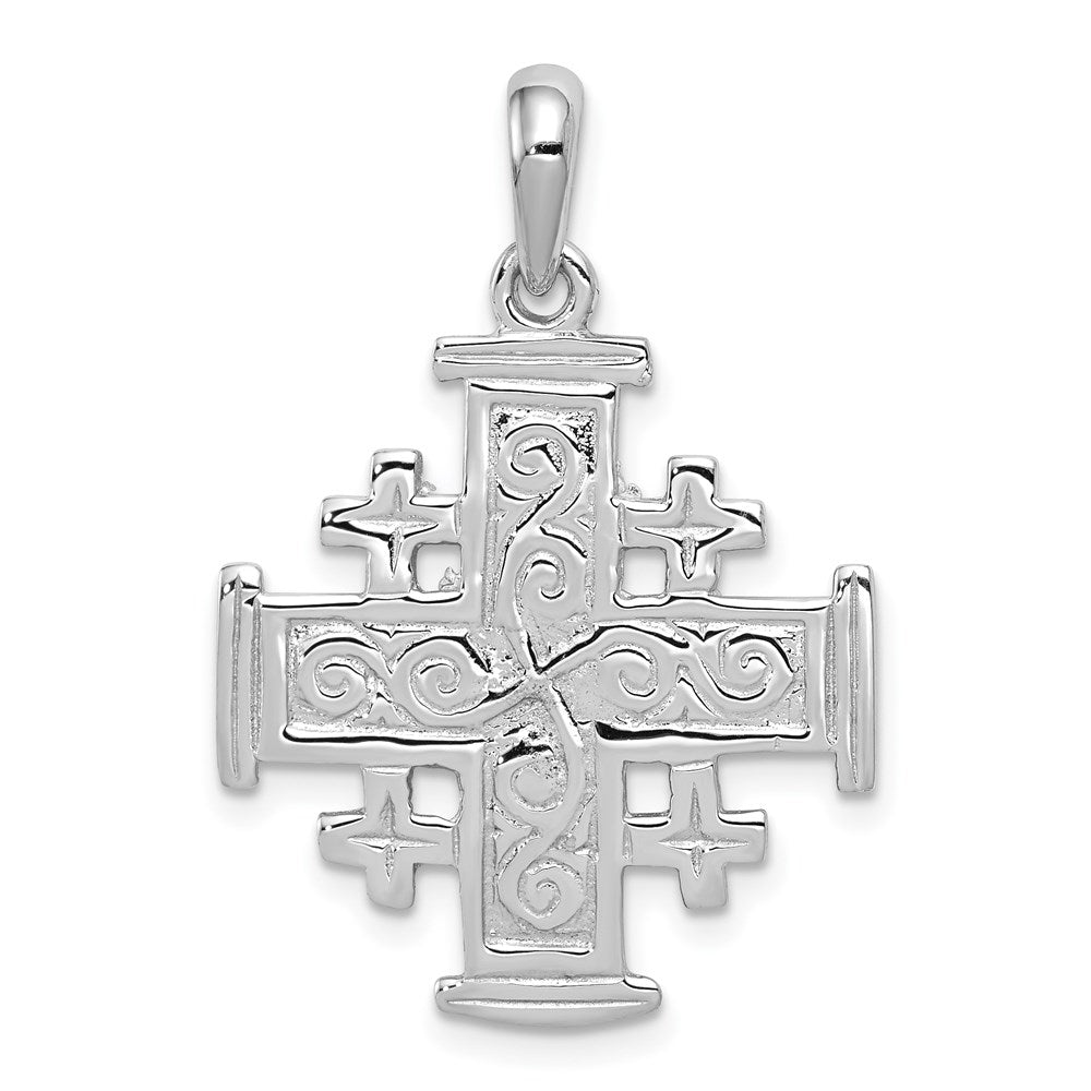 14K Weißgold Jerusalemkreuz-Anhänger