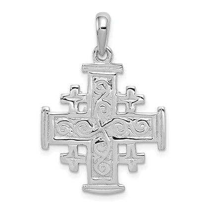 14K Weißgold Jerusalemkreuz-Anhänger