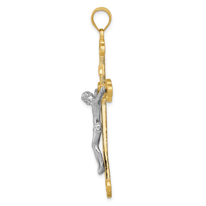 14K Bicolor-Gold INRI-Kruzifix-Anhänger