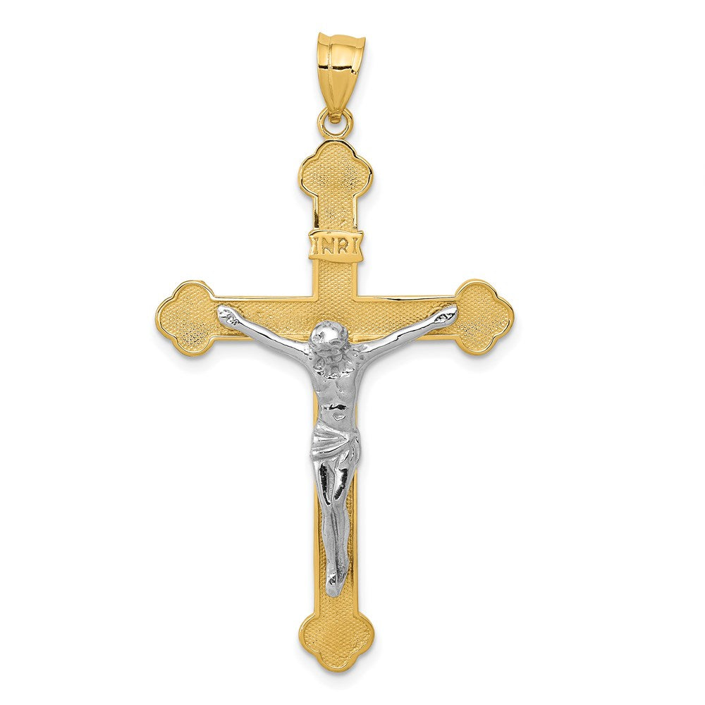 14K Bicolor-Gold INRI-Kruzifix-Anhänger
