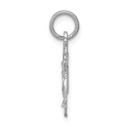14K Weißgold Satiniert Diamantiert Kruzifix Charm