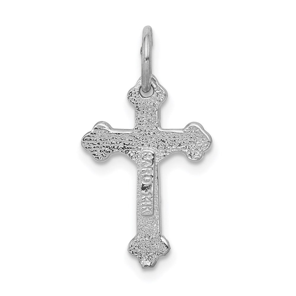 14K Weißgold Satiniert Diamantiert Kruzifix Charm