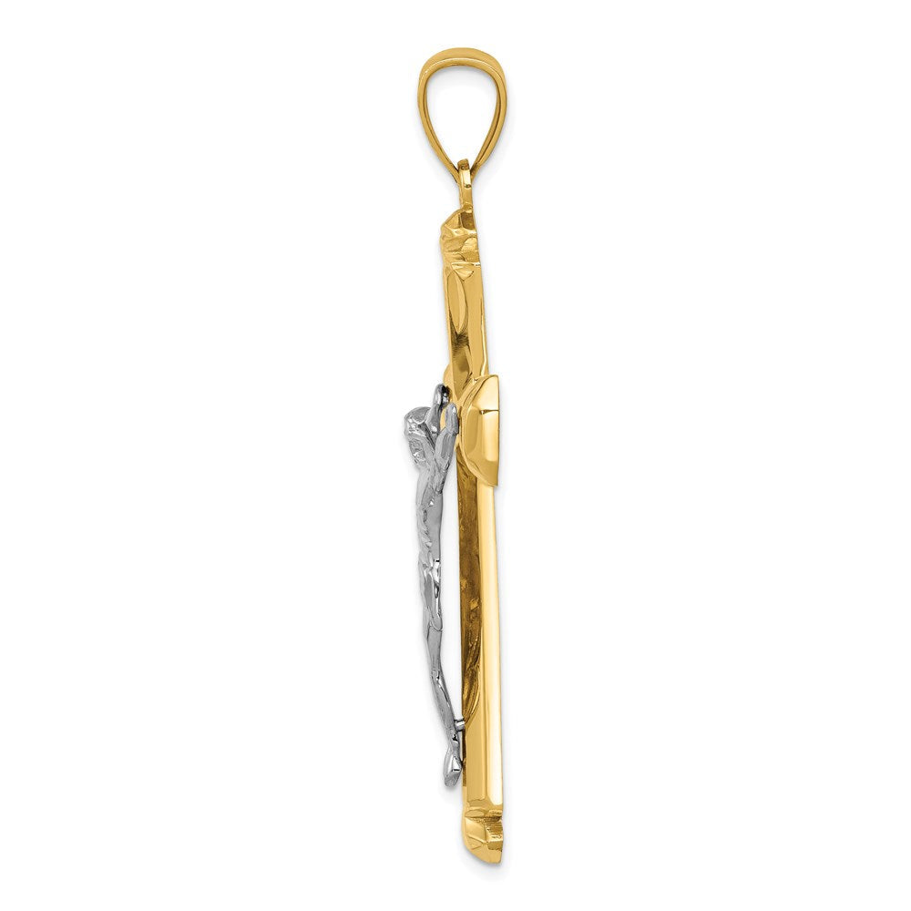 14K Bicolor Gold Polierter Bicolor Gold Kruzifix-Anhänger