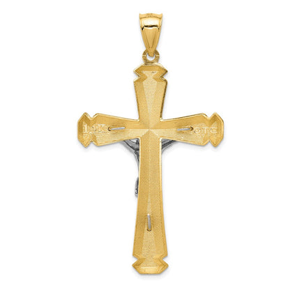 14K Bicolor Gold Polierter Bicolor Gold Kruzifix-Anhänger