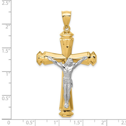 14K Bicolor Gold Polierter Bicolor Gold Kruzifix-Anhänger