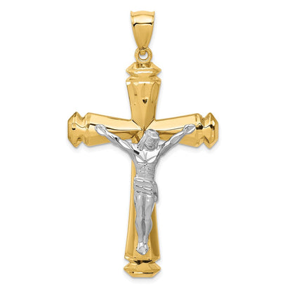 14K Bicolor Gold Polierter Bicolor Gold Kruzifix-Anhänger