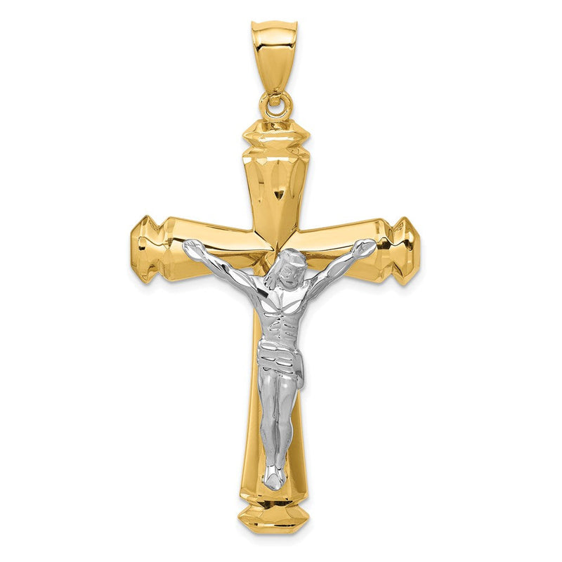 14K Bicolor Gold Polierter Bicolor Gold Kruzifix-Anhänger