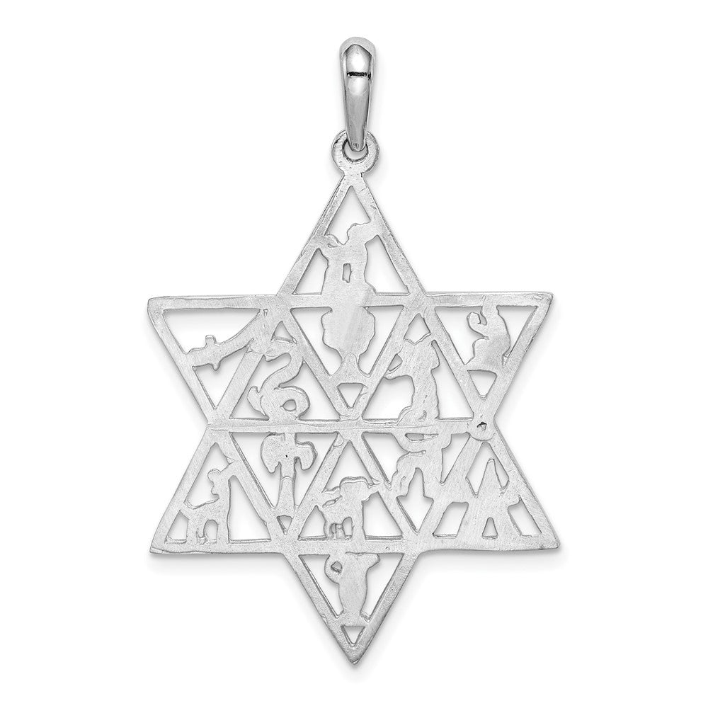 14K Weißgold Anhänger „Stern von David – 12 Stämme“
