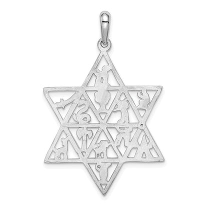 14K Weißgold Anhänger „Stern von David – 12 Stämme“