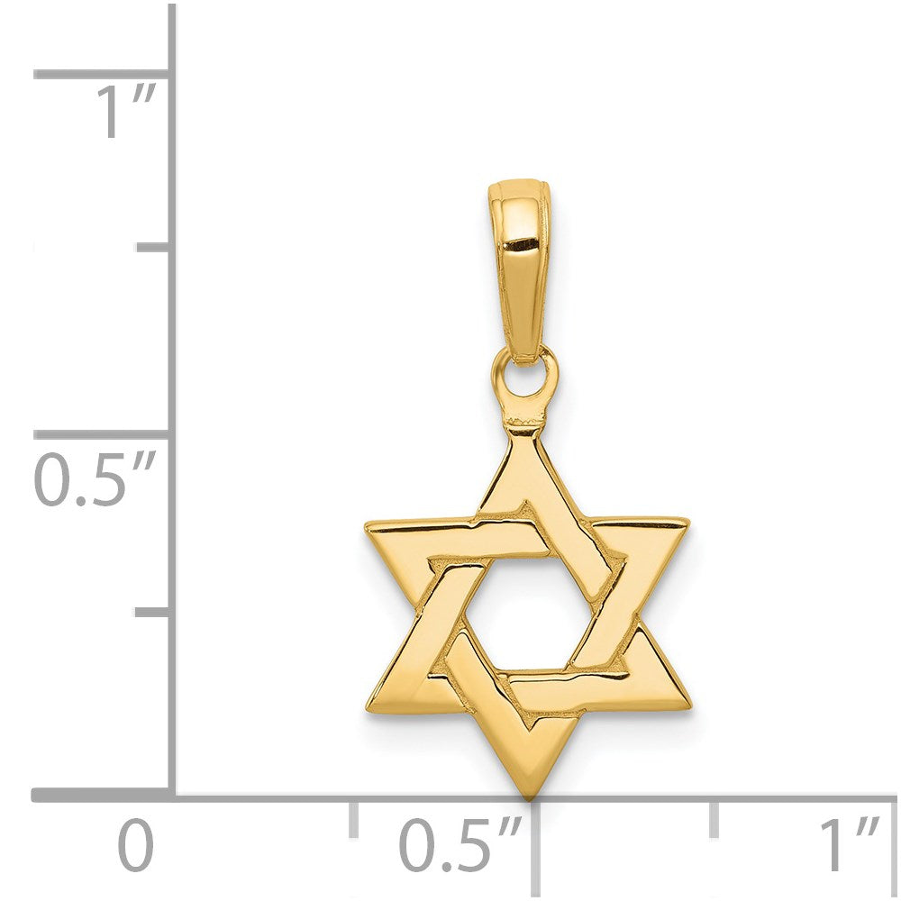 14K Gelbgold Polierter Davidstern-Anhänger