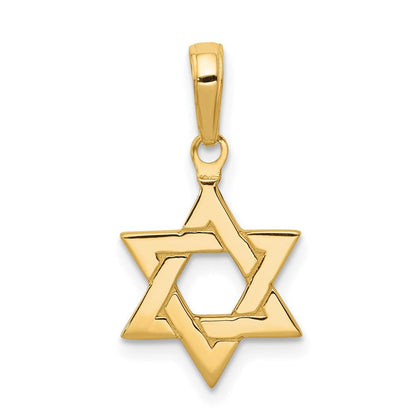 14K Gelbgold Polierter Davidstern-Anhänger