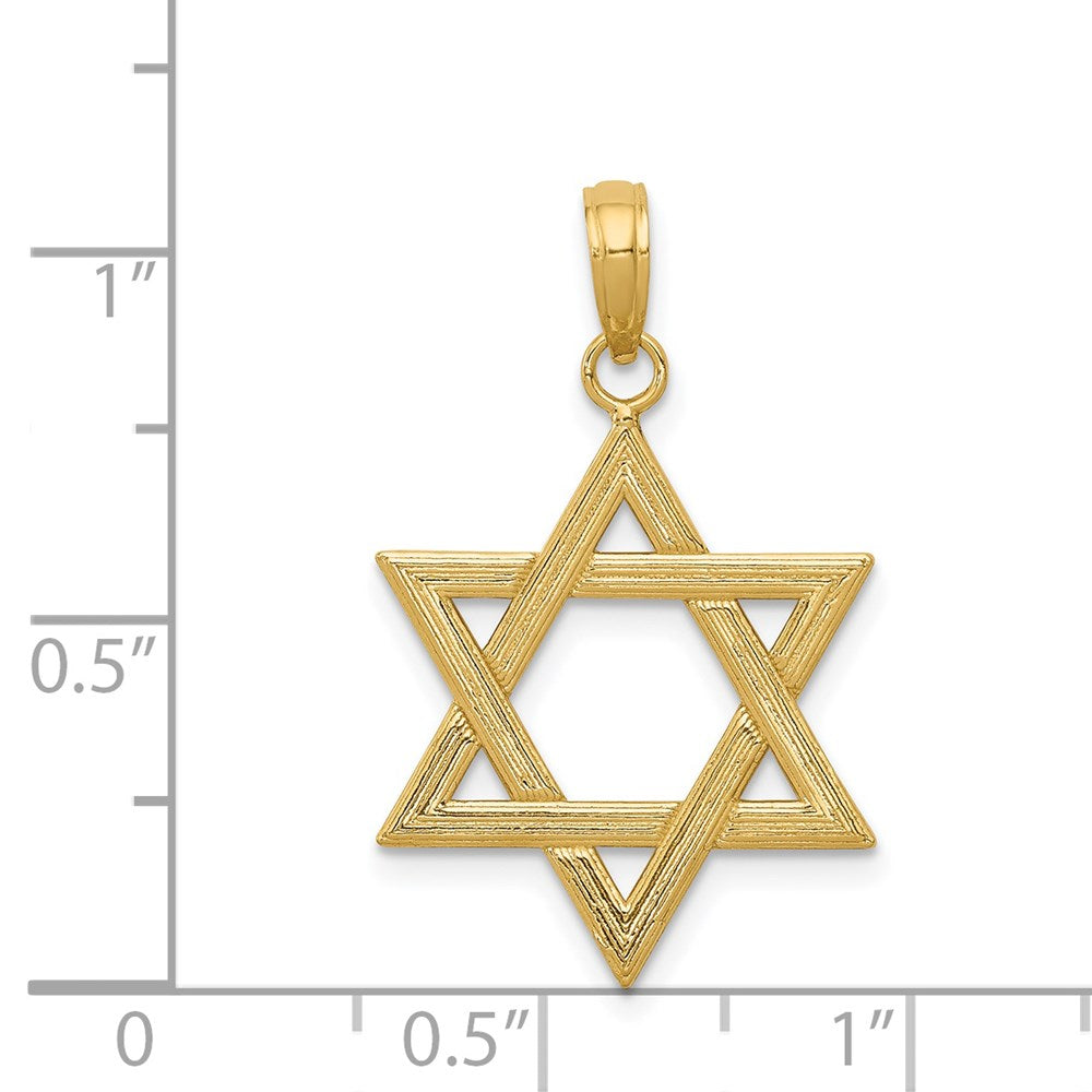 14K Gelbgold Polierter Davidstern-Anhänger