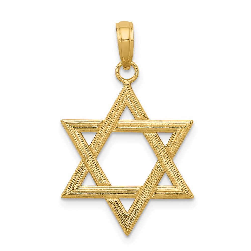 14K Gelbgold Polierter Davidstern-Anhänger