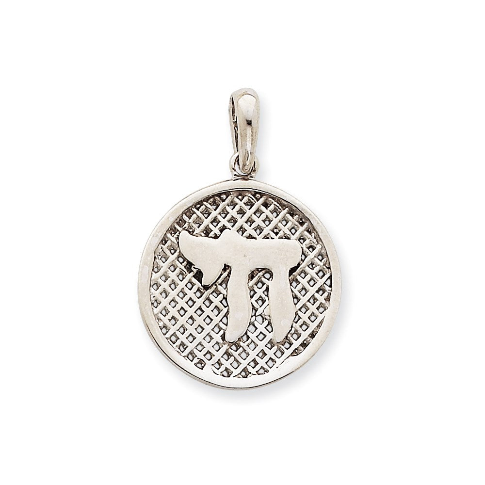 14K Weißgold runder Mesh-Chai-Anhänger