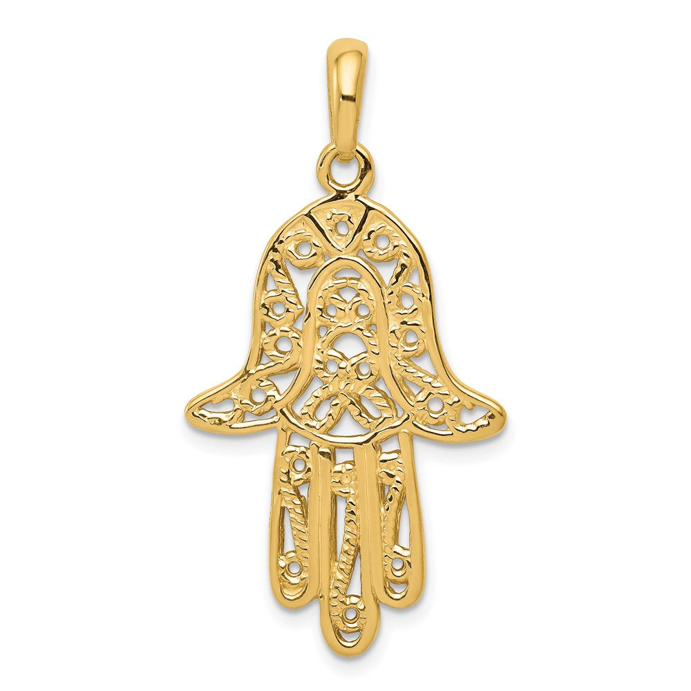 14K Gelbgold Chamseh-Anhänger, filigran