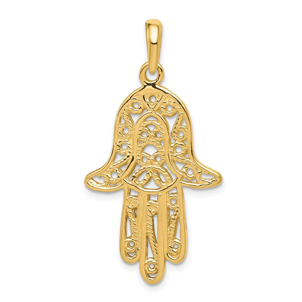 14K Gelbgold Chamseh-Anhänger, filigran