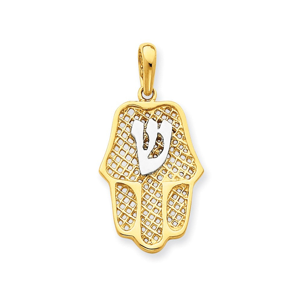 14K Gelb- und Rhodiumgold mit Rhodium-Chamseh-Anhänger