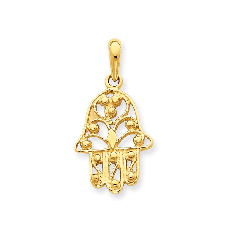 14K Gelbgold Filigran-Chamseh-Anhänger