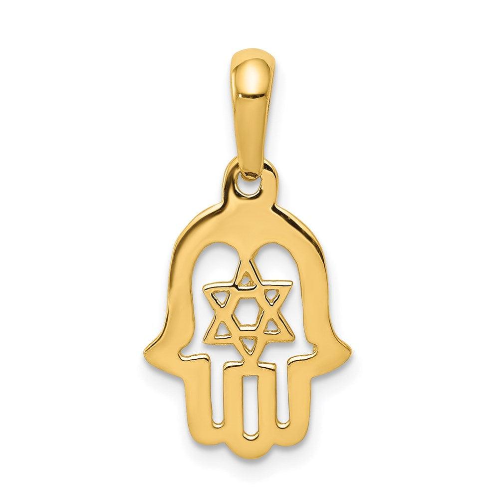 14K Gelbgold Davidstern-Chamseh-Anhänger