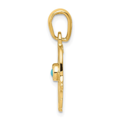 14K Gelbgold Türkis-Chamseh-Anhänger