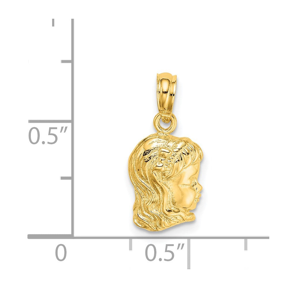 14K Gelbgold Mädchen Kopf Charm