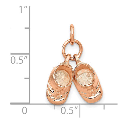 14K Roségold 3D beweglicher Roségold-Babyschuhe-Charm