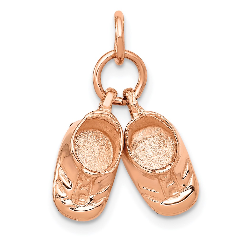 14K Roségold 3D beweglicher Roségold-Babyschuhe-Charm