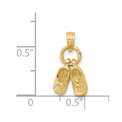 14K Gelbgold 3D beweglicher Babyschuh-Charm
