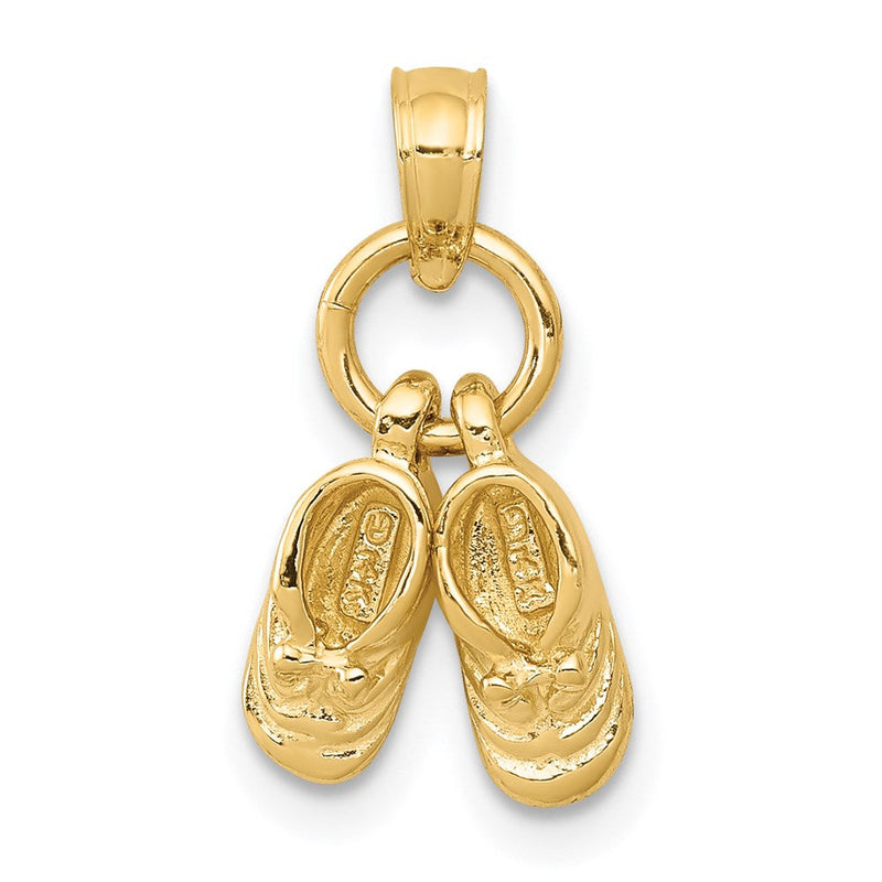 14K Gelbgold 3D beweglicher Babyschuh-Charm