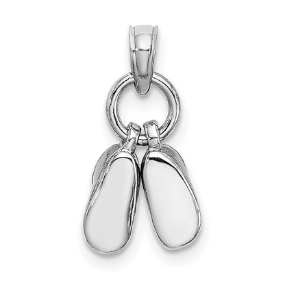 14K Weißgold 3D beweglicher Baby-Schuhe-Charm aus Weißgold