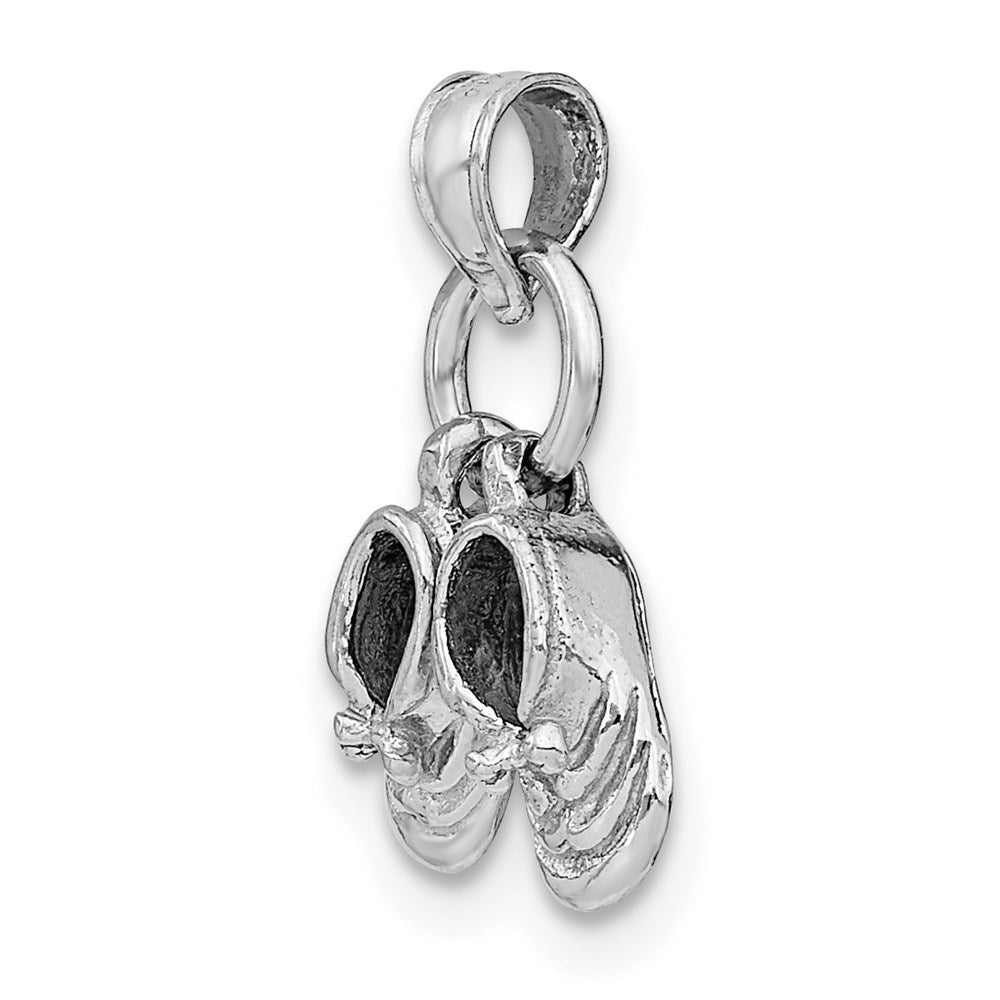 14K Weißgold 3D beweglicher Baby-Schuhe-Charm aus Weißgold