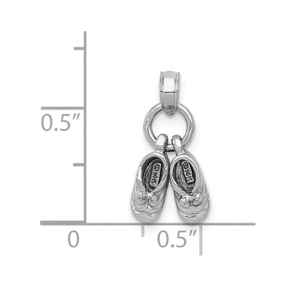 14K Weißgold 3D beweglicher Baby-Schuhe-Charm aus Weißgold