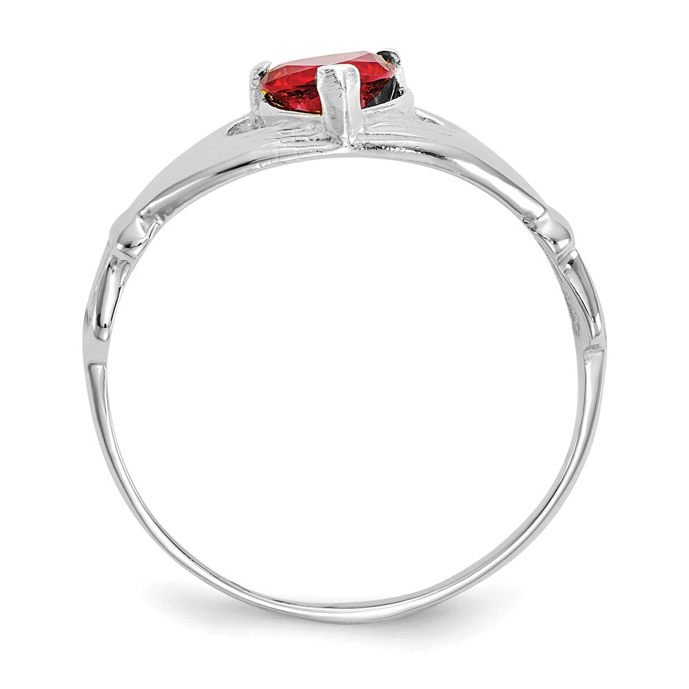 14K Weißgold Zirkonia January Geburtsstein Claddagh Herz Ring