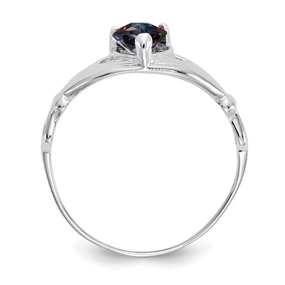 14K Weißgold Zirkonia June Geburtsstein Claddagh Herz Ring