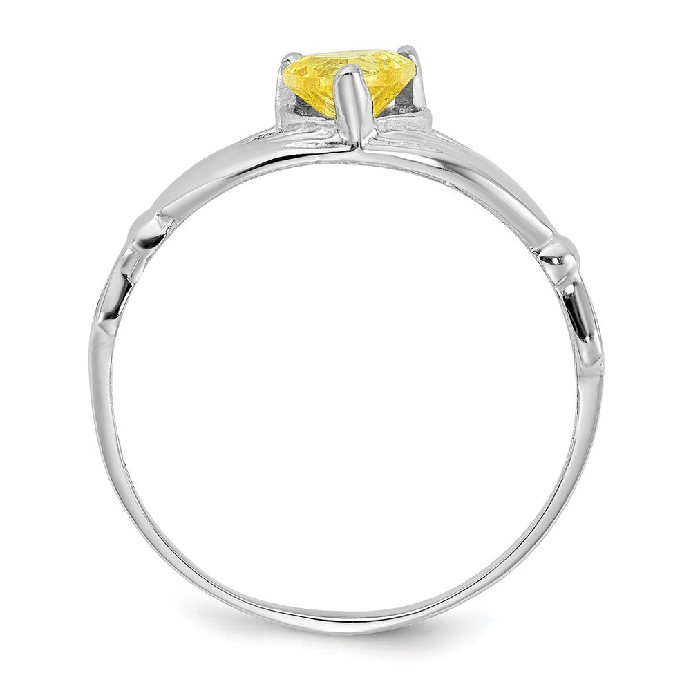14K Weißgold Zirkonia November Geburtsstein Claddagh Herz Ring