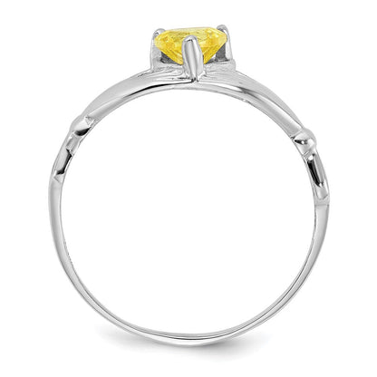 14K Weißgold Zirkonia November Geburtsstein Claddagh Herz Ring