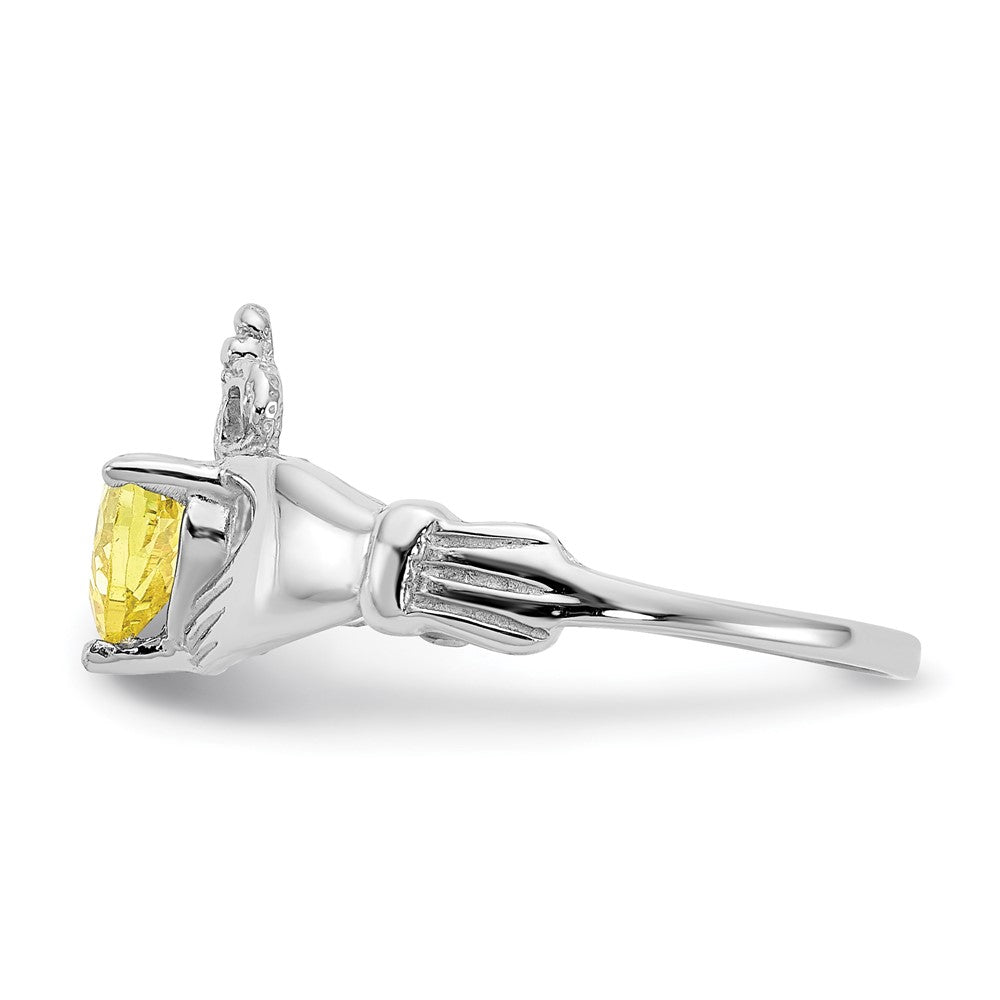14K Weißgold Zirkonia November Geburtsstein Claddagh Herz Ring