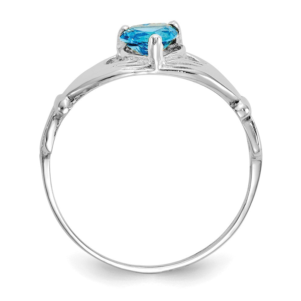 14K Weißgold Zirkonia December Geburtsstein Claddagh Herz Ring