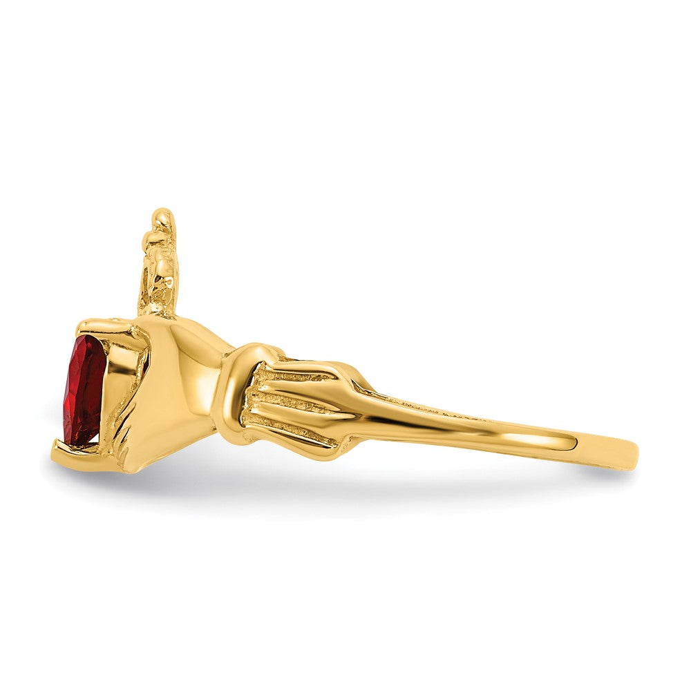 14K Gelbgold Zirkonia January Geburtsstein Claddagh Herz Ring