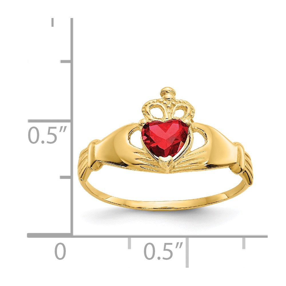 14K Gelbgold Zirkonia January Geburtsstein Claddagh Herz Ring