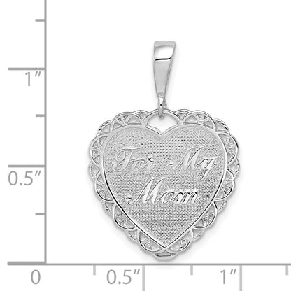 14K Weißgold Polierter Wendbarer Herzanhänger „Für Meine Mama“