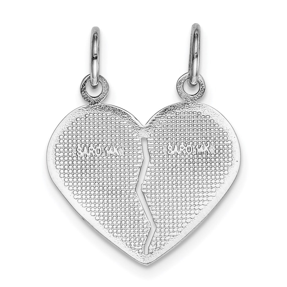 14K Weißgold Herz-Charm „Mutter und Tochter“ zum Auseinandernehmen