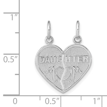 14K Weißgold Herz-Charm „Mutter und Tochter“ zum Auseinandernehmen
