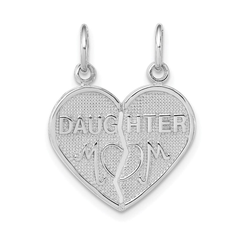 14K Weißgold Herz-Charm „Mutter und Tochter“ zum Auseinandernehmen