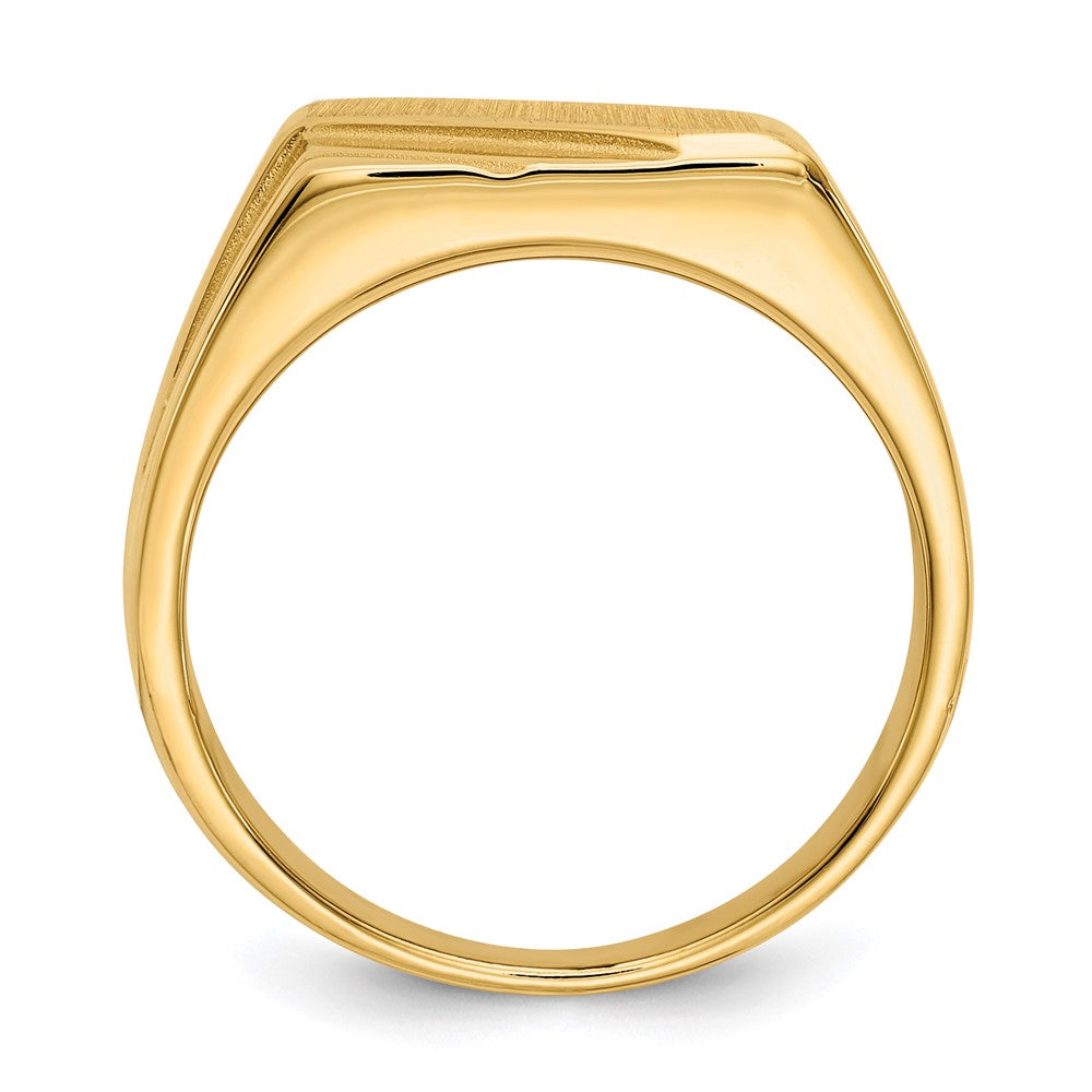 14K Gelbgold Siegelring für Herren mit diagonalem Design, 13,0x11,0 mm, offene Fassung