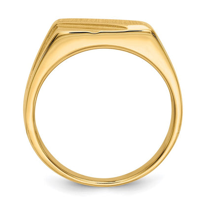 14K Gelbgold Siegelring für Herren mit diagonalem Design, 13,0x11,0 mm, offene Fassung